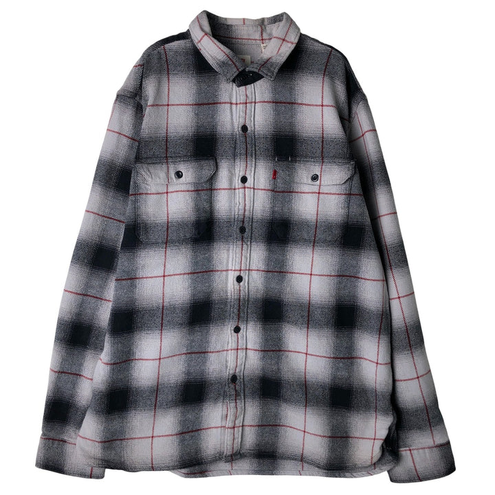 Levi's Ombre Check Long Sleeve Flannel Check Shirt, Men's Size XL cotton gray type Vintage Second Hand