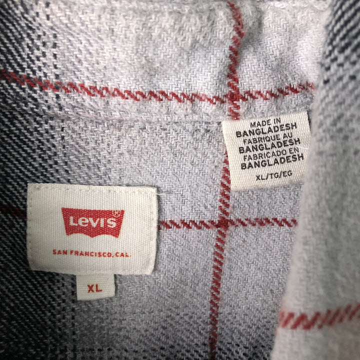 Levi's Ombre Check Long Sleeve Flannel Check Shirt, Men's Size XL cotton gray type Vintage Second Hand