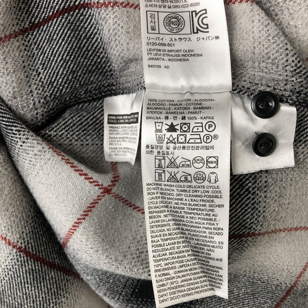 Levi's Ombre Check Long Sleeve Flannel Check Shirt, Men's Size XL cotton gray type Vintage Second Hand