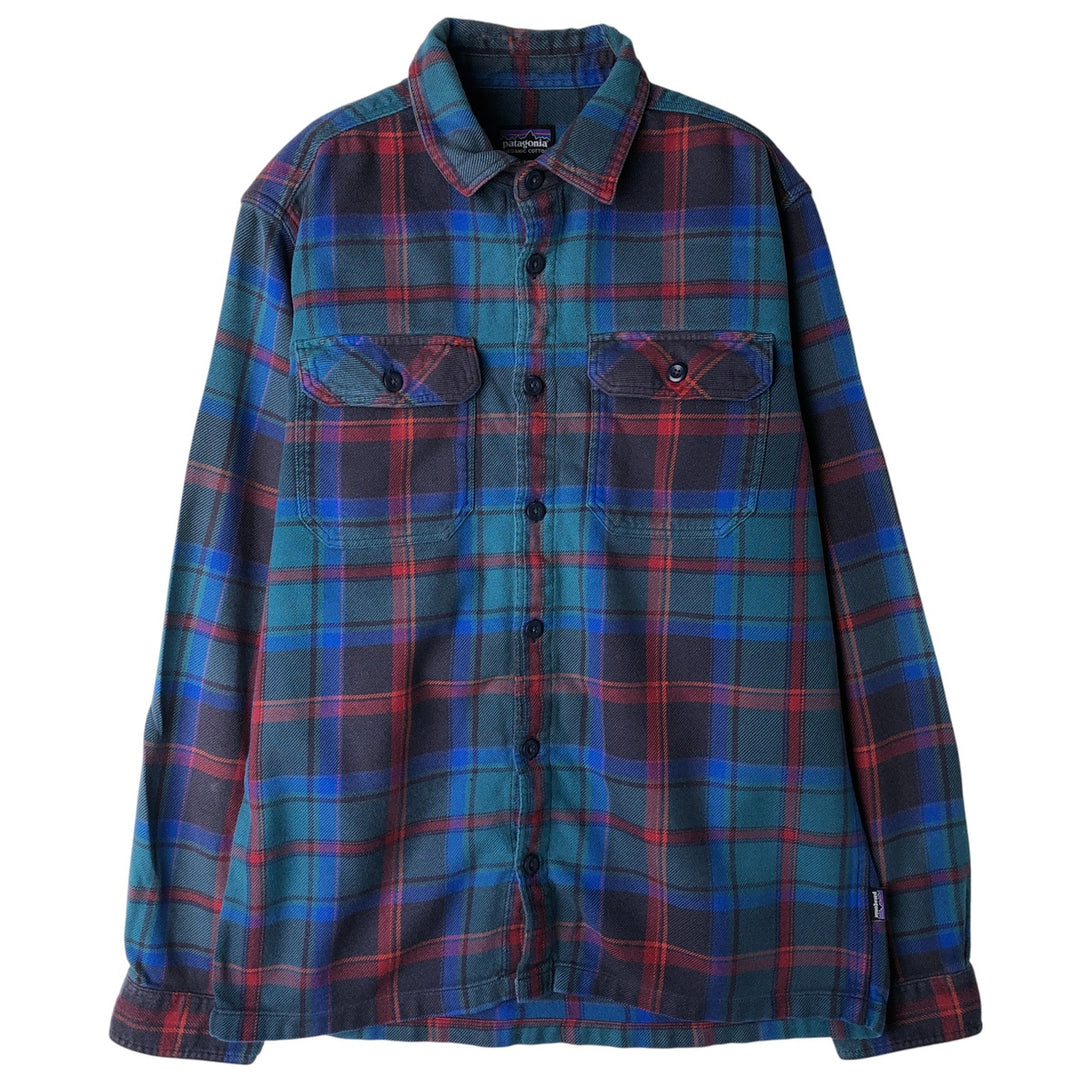 Patagonia Organic Cotton Lightflannel Check Shirt, Men's Size Small unclear blue type Vintage Second Hand