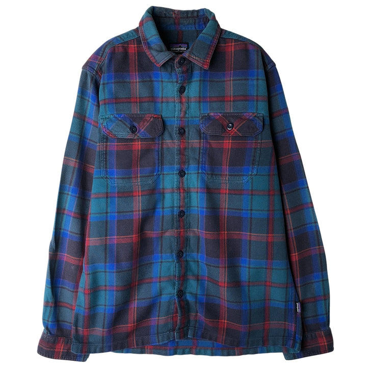 Patagonia Organic Cotton Lightflannel Check Shirt, Men's Size Small unclear blue type Vintage Second Hand