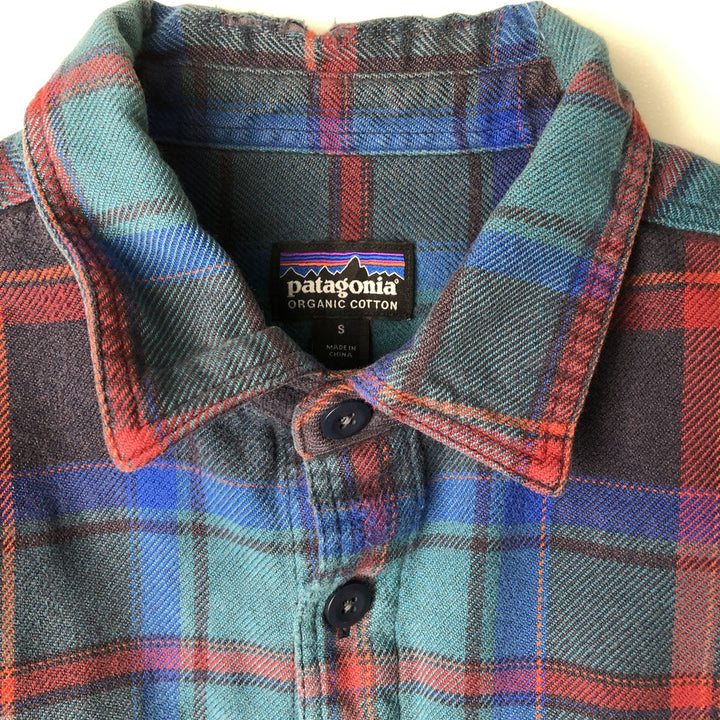 Patagonia Organic Cotton Lightflannel Check Shirt, Men's Size Small unclear blue type Vintage Second Hand