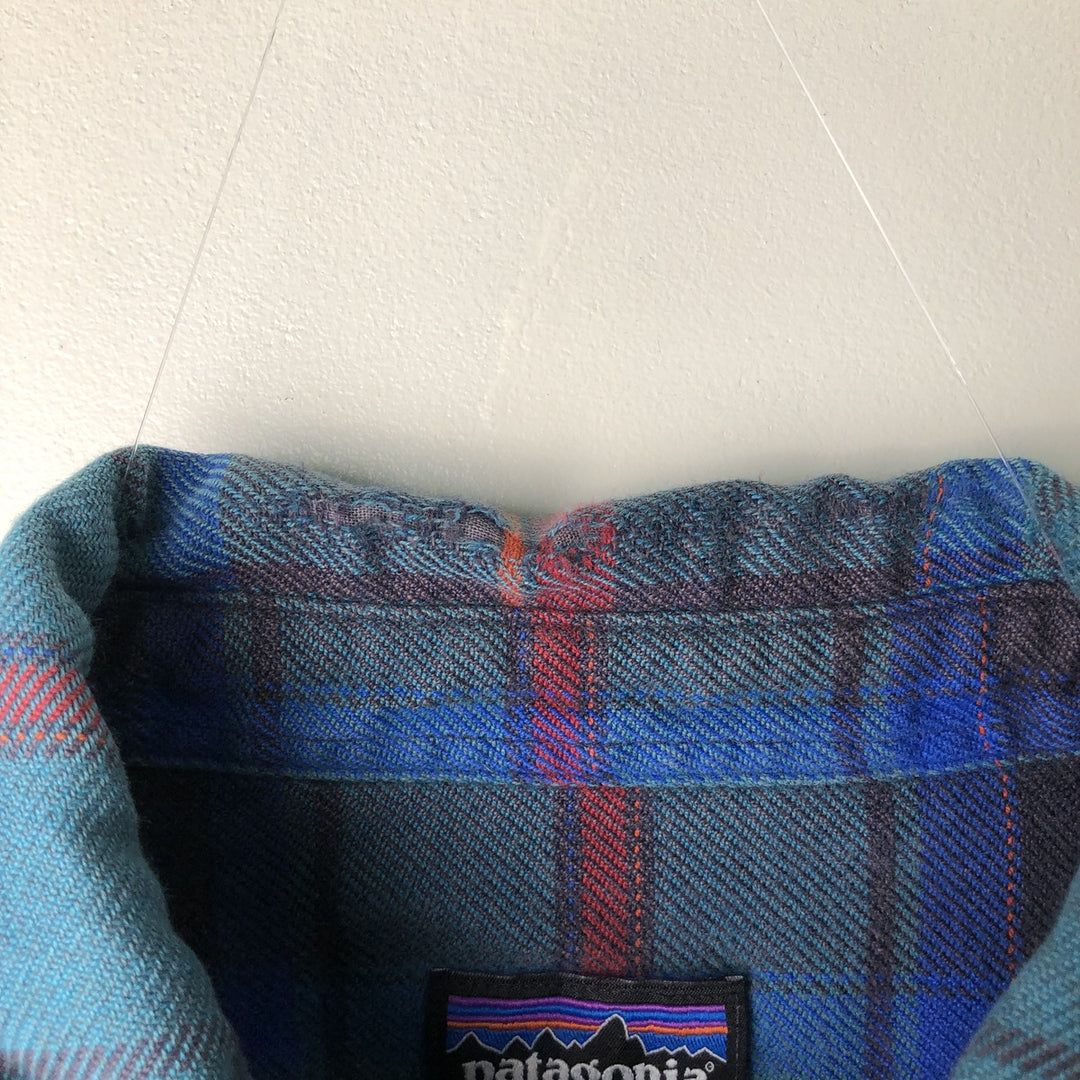 Patagonia Organic Cotton Lightflannel Check Shirt, Men's Size Small unclear blue type Vintage Second Hand