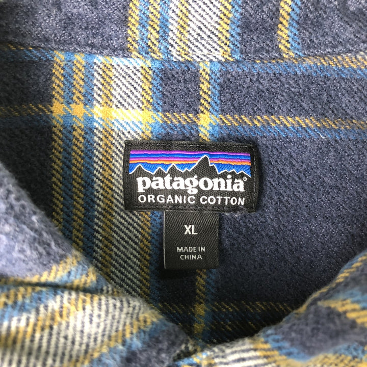 Patagonia 53947FA18 Long Sleeve Fjord Flannel Shirt, Men's XL Organic cotton navy blue type Vintage Second Hand