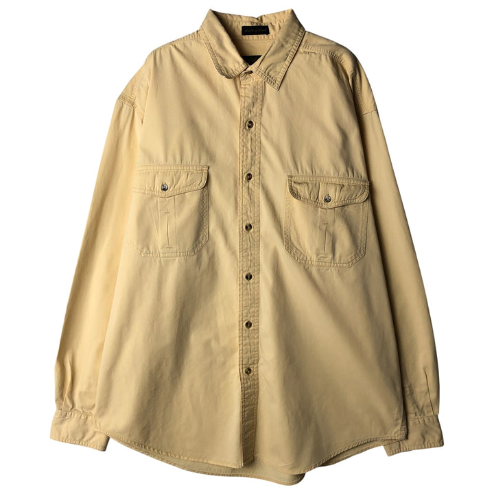 Vintage 80s-90'S Eddie Bauer long-sleeved cotton shirt with black tag, men's size L cotton Beige type Vintage Second Hand