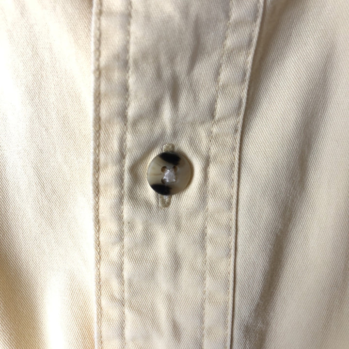 Vintage 80s-90'S Eddie Bauer long-sleeved cotton shirt with black tag, men's size L cotton Beige type Vintage Second Hand