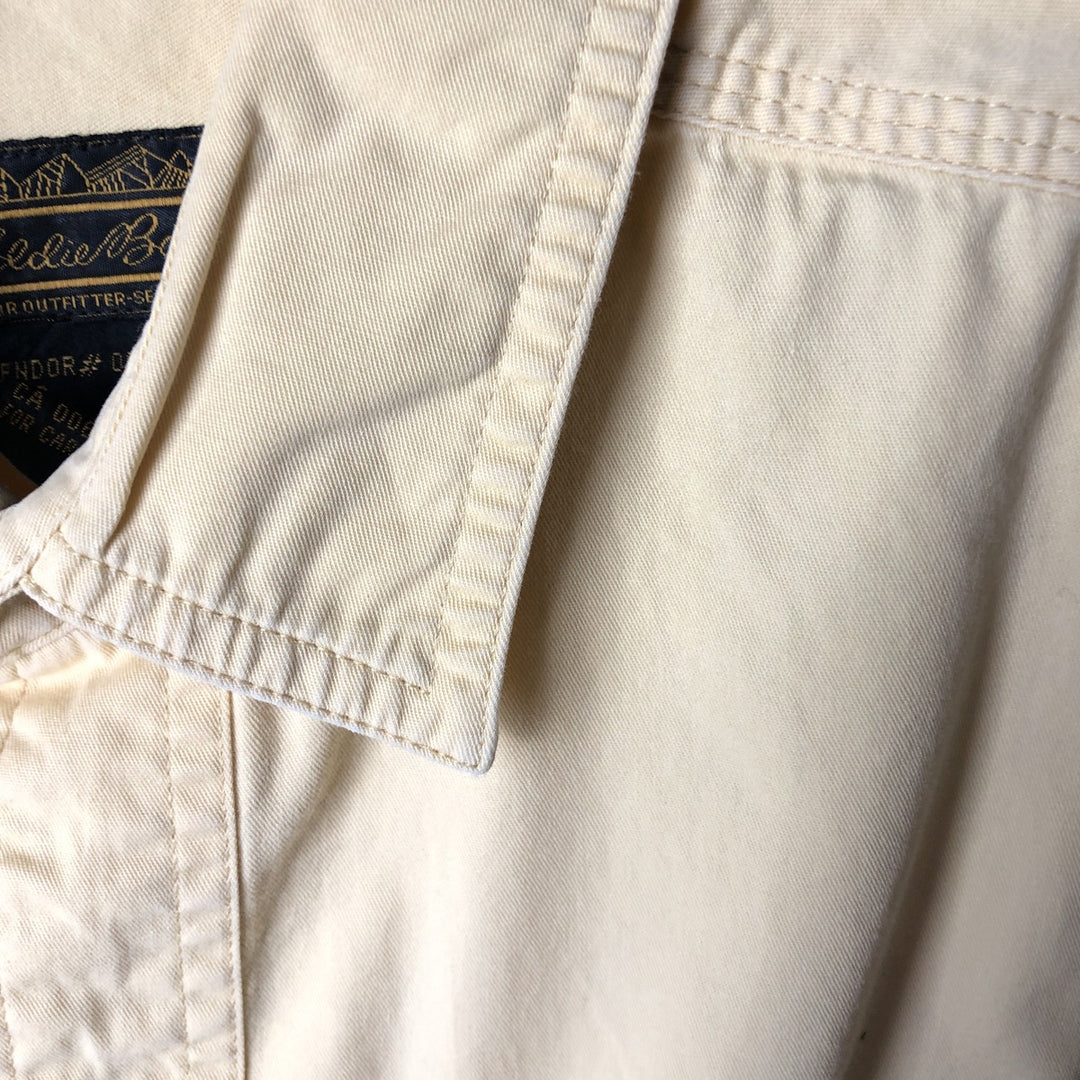 Vintage 80s-90'S Eddie Bauer long-sleeved cotton shirt with black tag, men's size L cotton Beige type Vintage Second Hand