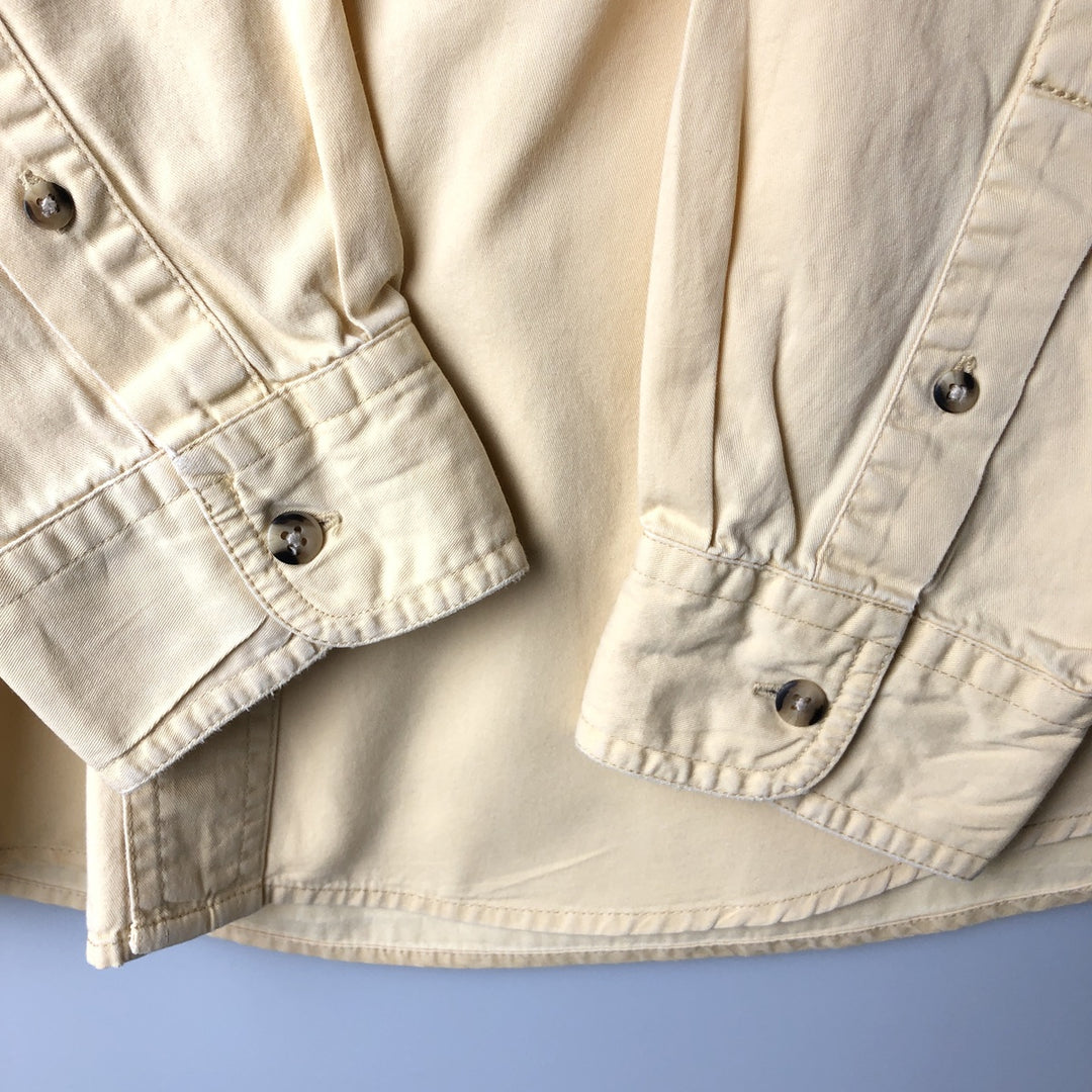 Vintage 80s-90'S Eddie Bauer long-sleeved cotton shirt with black tag, men's size L cotton Beige type Vintage Second Hand