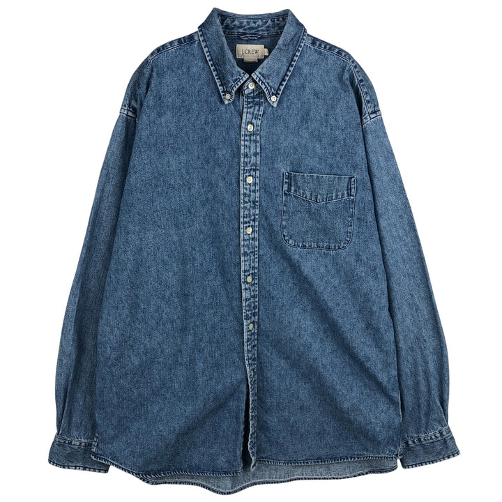 J.Crew Men's Long Sleeve Button-Down Denim Shirt, Size L cotton blue type Vintage Second Hand