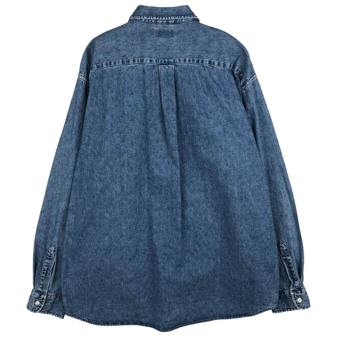 J.Crew Men's Long Sleeve Button-Down Denim Shirt, Size L cotton blue type Vintage Second Hand