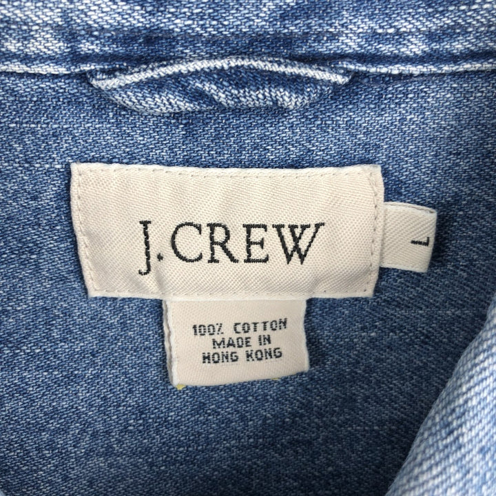 J.Crew Men's Long Sleeve Button-Down Denim Shirt, Size L cotton blue type Vintage Second Hand