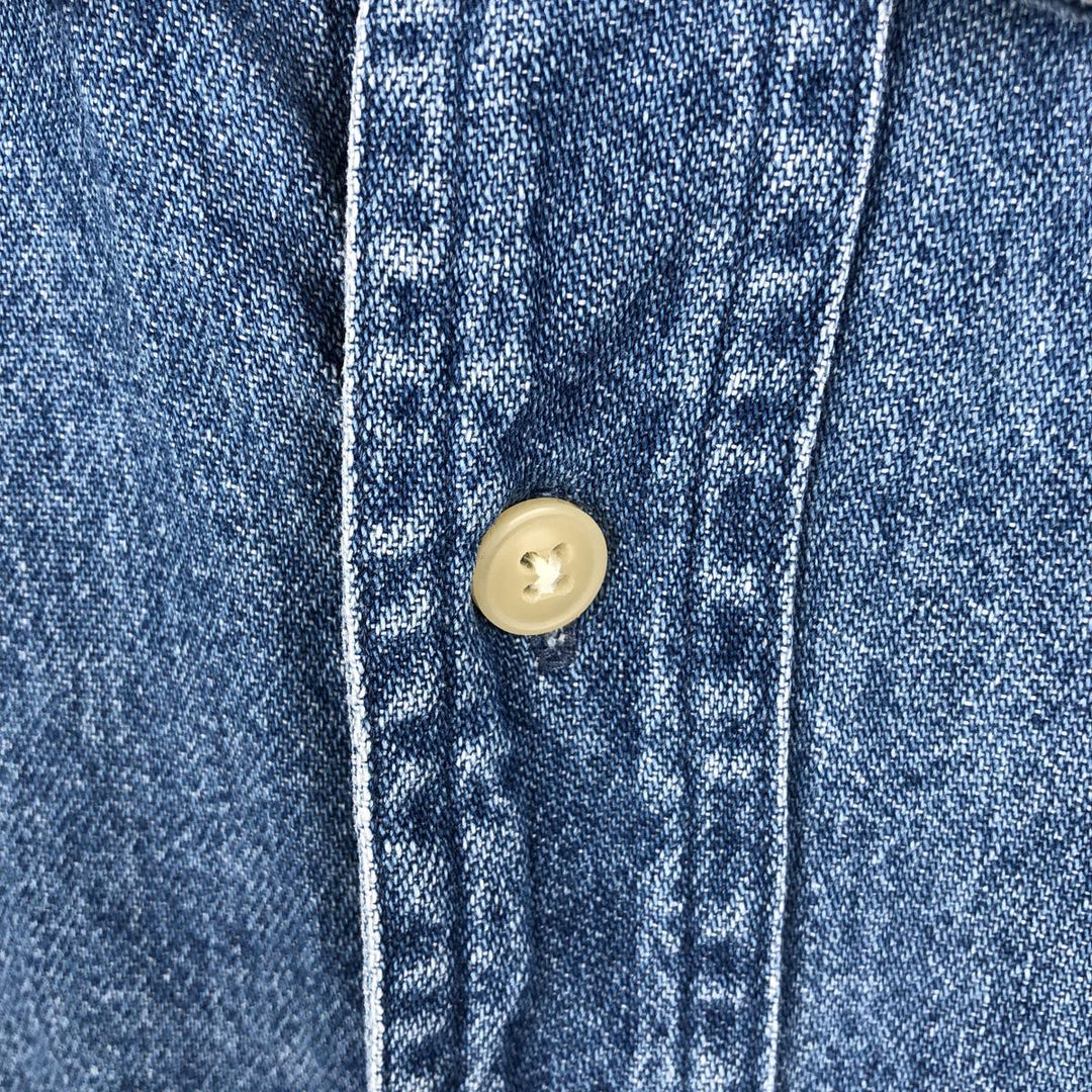 Ralph Lauren CHAPS Long Sleeve Button Down Denim Shirt Men's L Size cotton blue type Vintage Second Hand
