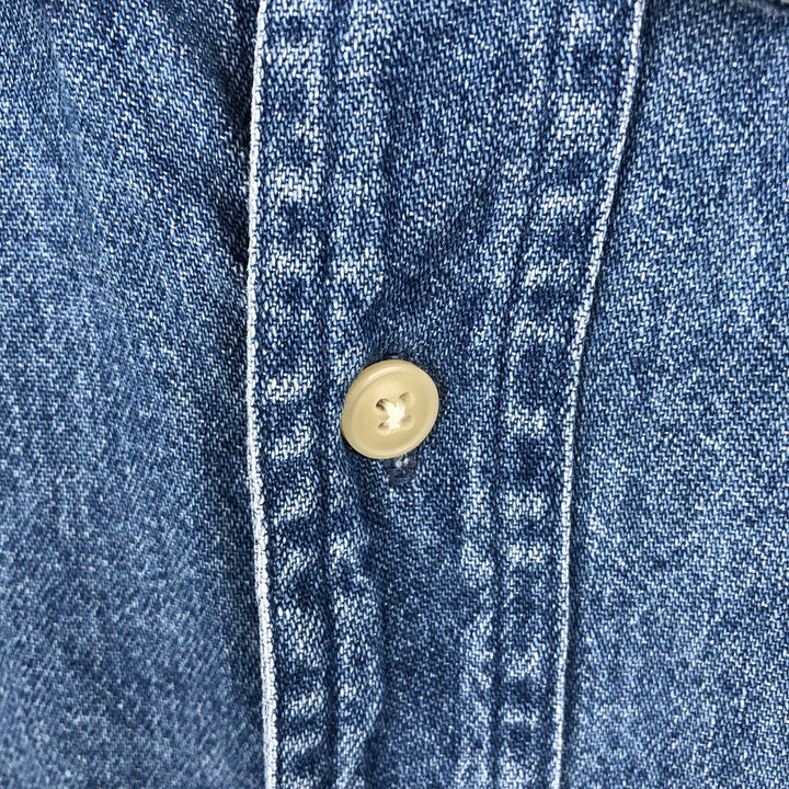 Ralph Lauren CHAPS Long Sleeve Button Down Denim Shirt Men's L Size cotton blue type Vintage Second Hand