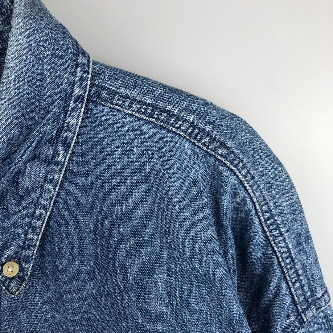 Ralph Lauren CHAPS Long Sleeve Button Down Denim Shirt Men's L Size cotton blue type Vintage Second Hand