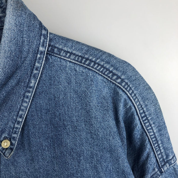 Ralph Lauren CHAPS Long Sleeve Button Down Denim Shirt Men's L Size cotton blue type Vintage Second Hand