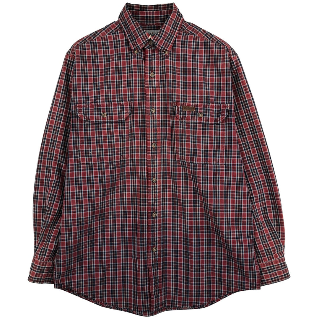 Carhartt Check Pattern Long Sleeve Button-Down Work Shirt, Men's M cotton red type Vintage Second Hand