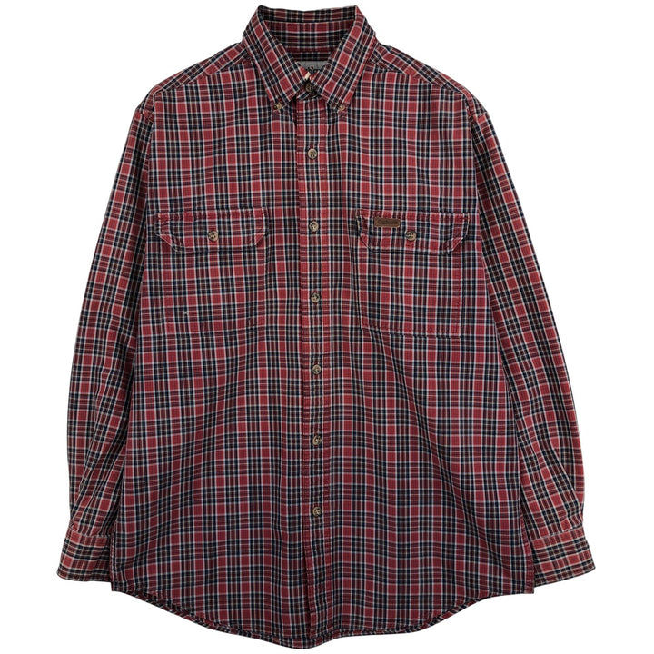 Carhartt Check Pattern Long Sleeve Button-Down Work Shirt, Men's M cotton red type Vintage Second Hand