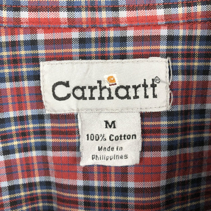 Carhartt Check Pattern Long Sleeve Button-Down Work Shirt, Men's M cotton red type Vintage Second Hand