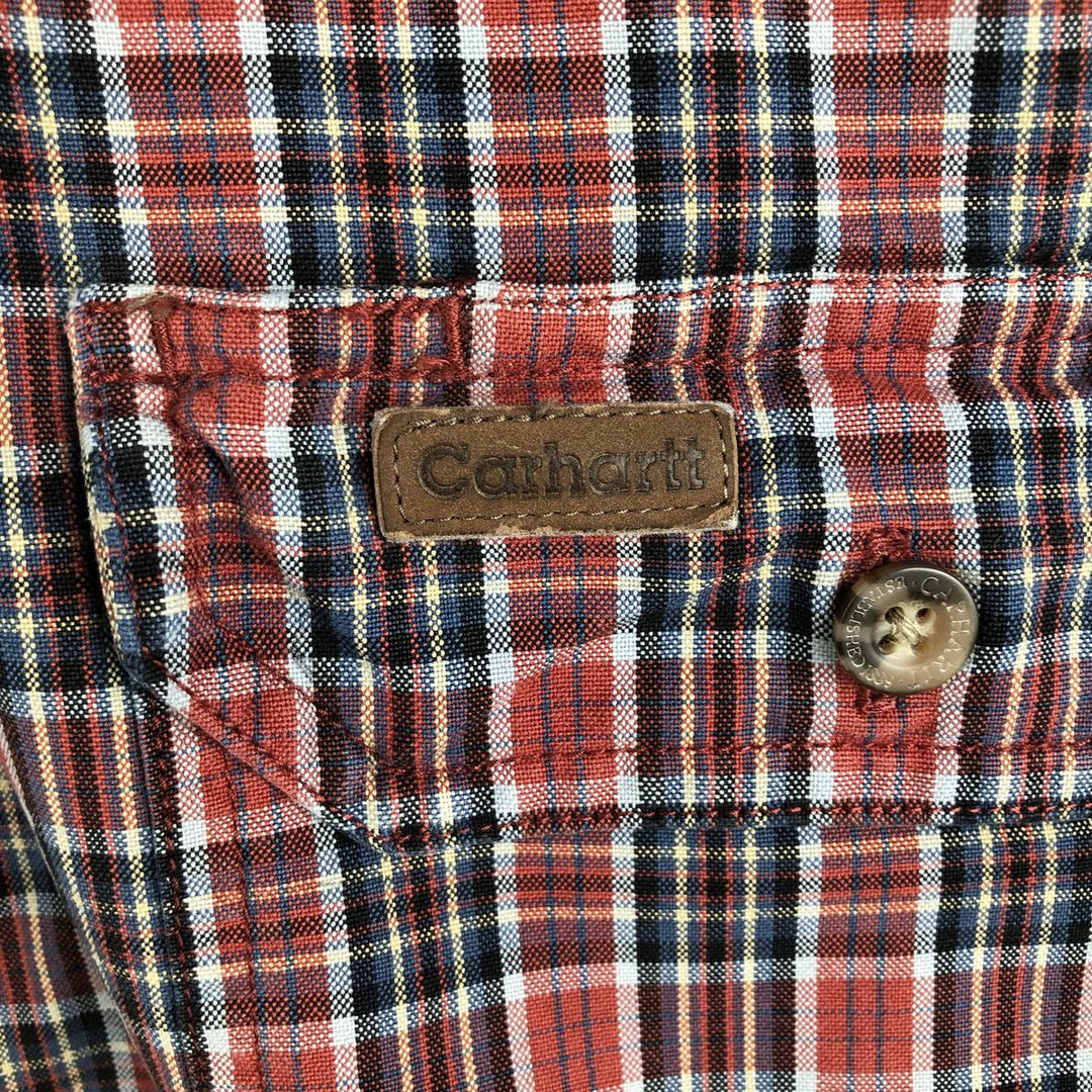 Carhartt Check Pattern Long Sleeve Button-Down Work Shirt, Men's M cotton red type Vintage Second Hand