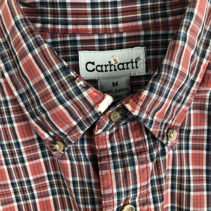 Carhartt Check Pattern Long Sleeve Button-Down Work Shirt, Men's M cotton red type Vintage Second Hand