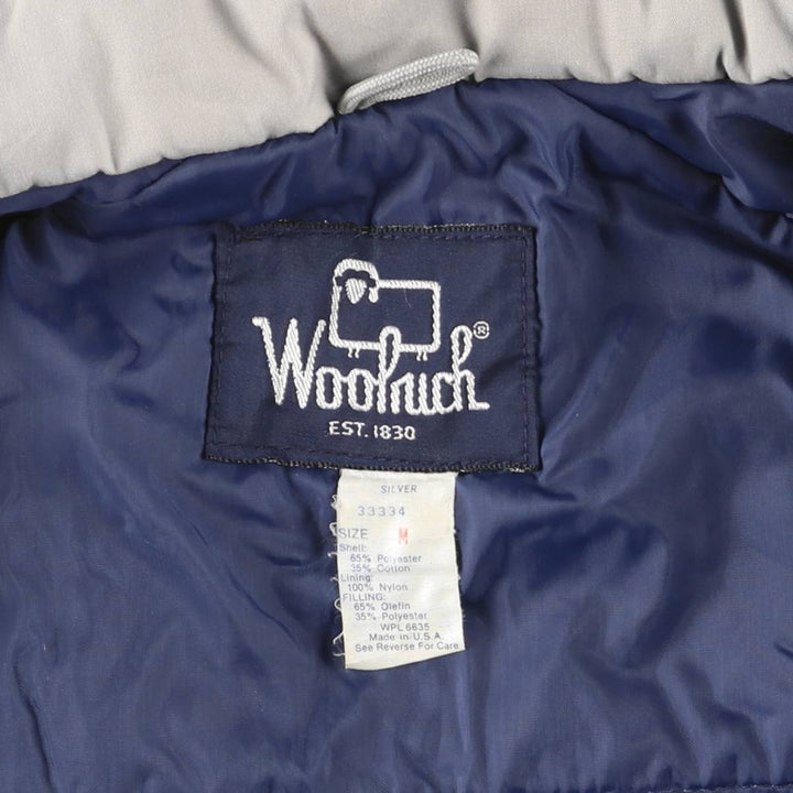 Vintage 1980'S Woolrich padded mountain jacket, shell jacket, and puffer jacket, made in the USA, size M, men's. polyester gray type Vintage Second Hand