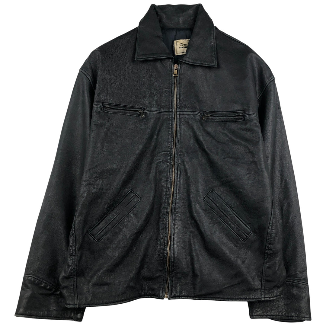 Swing-top leather jacket, made in Italy, men's size M genuine leather black type Vintage Second Hand