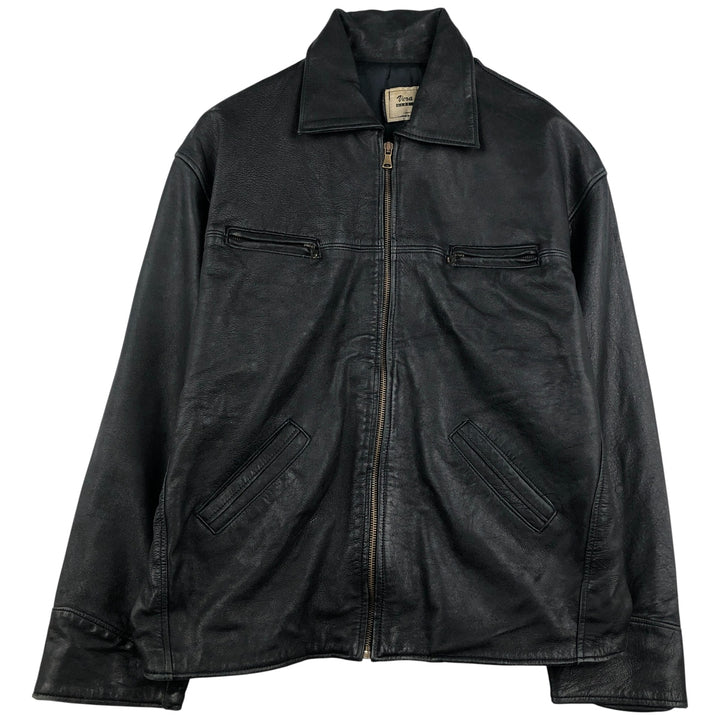Swing-top leather jacket, made in Italy, men's size M genuine leather black type Vintage Second Hand