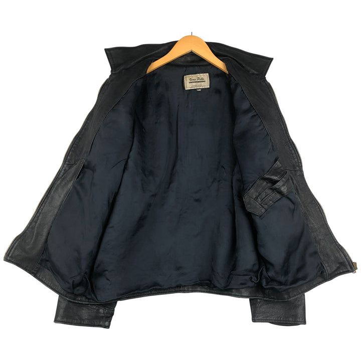 Swing-top leather jacket, made in Italy, men's size M genuine leather black type Vintage Second Hand