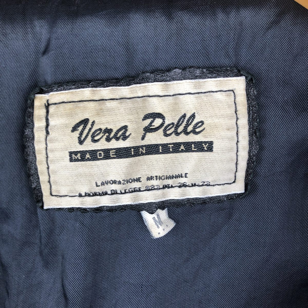 Swing-top leather jacket, made in Italy, men's size M genuine leather black type Vintage Second Hand
