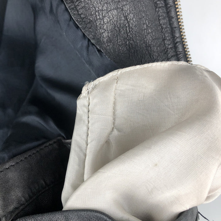 Swing-top leather jacket, made in Italy, men's size M genuine leather black type Vintage Second Hand
