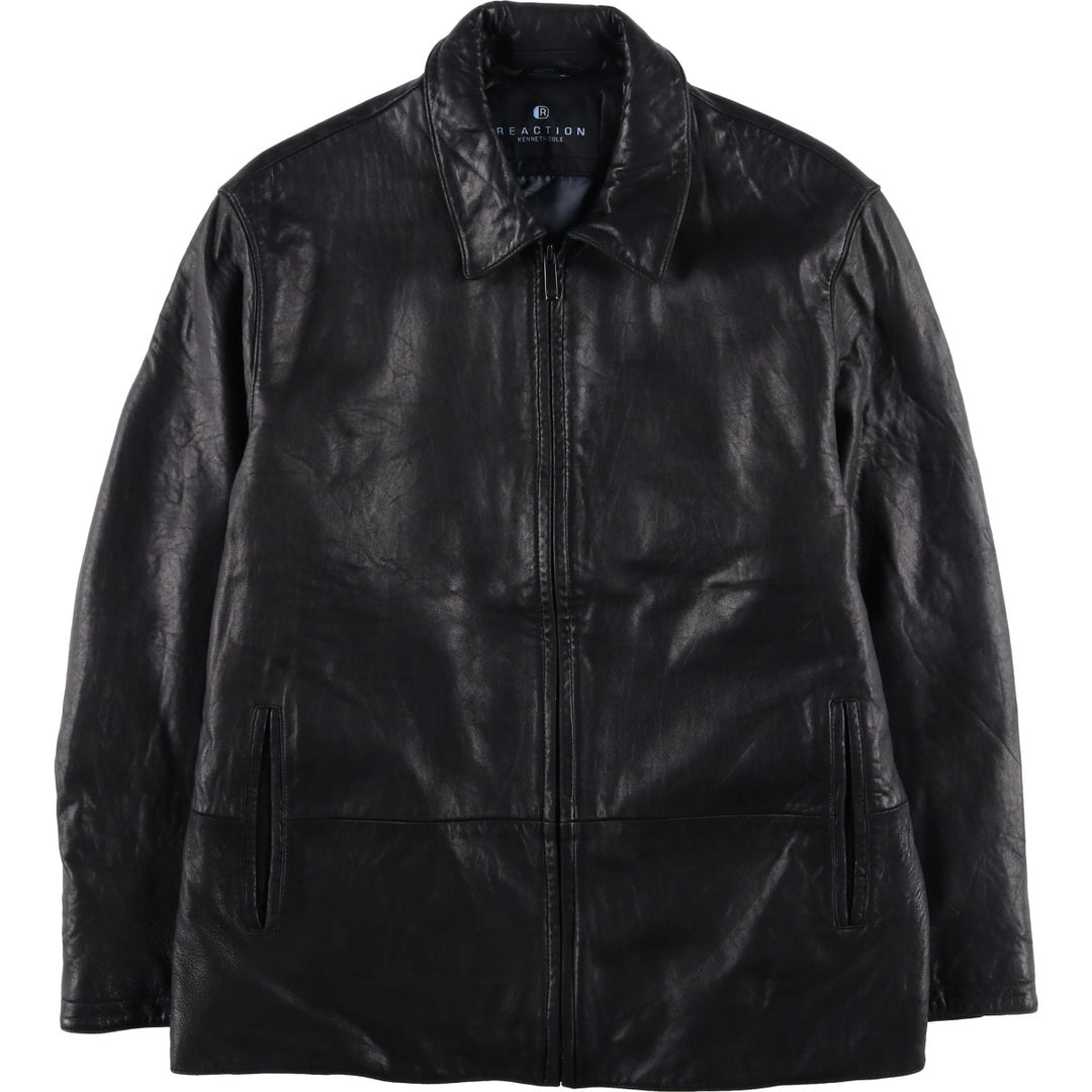 REACTION Swing Top Type Padded Leather Blouson, Men's Size L genuine leather black type Vintage Second Hand