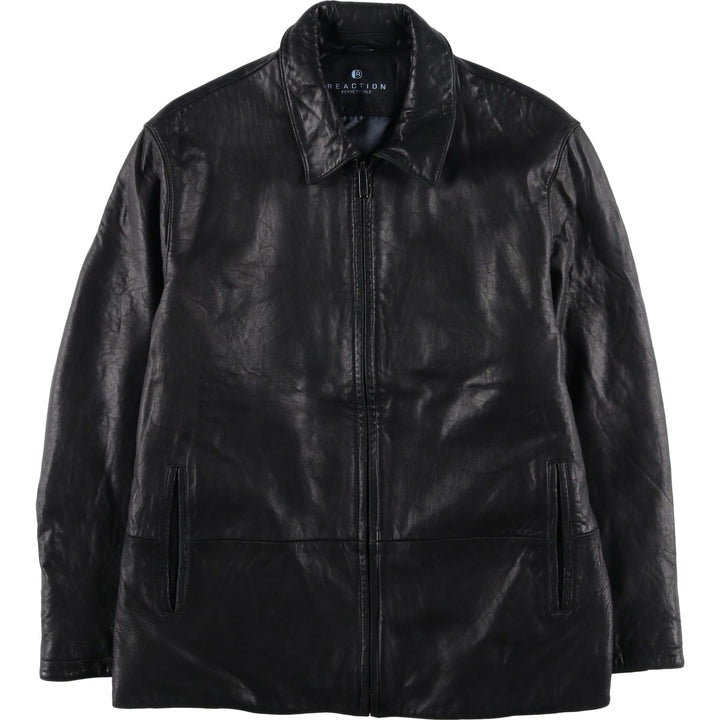 REACTION Swing Top Type Padded Leather Blouson, Men's Size L genuine leather black type Vintage Second Hand