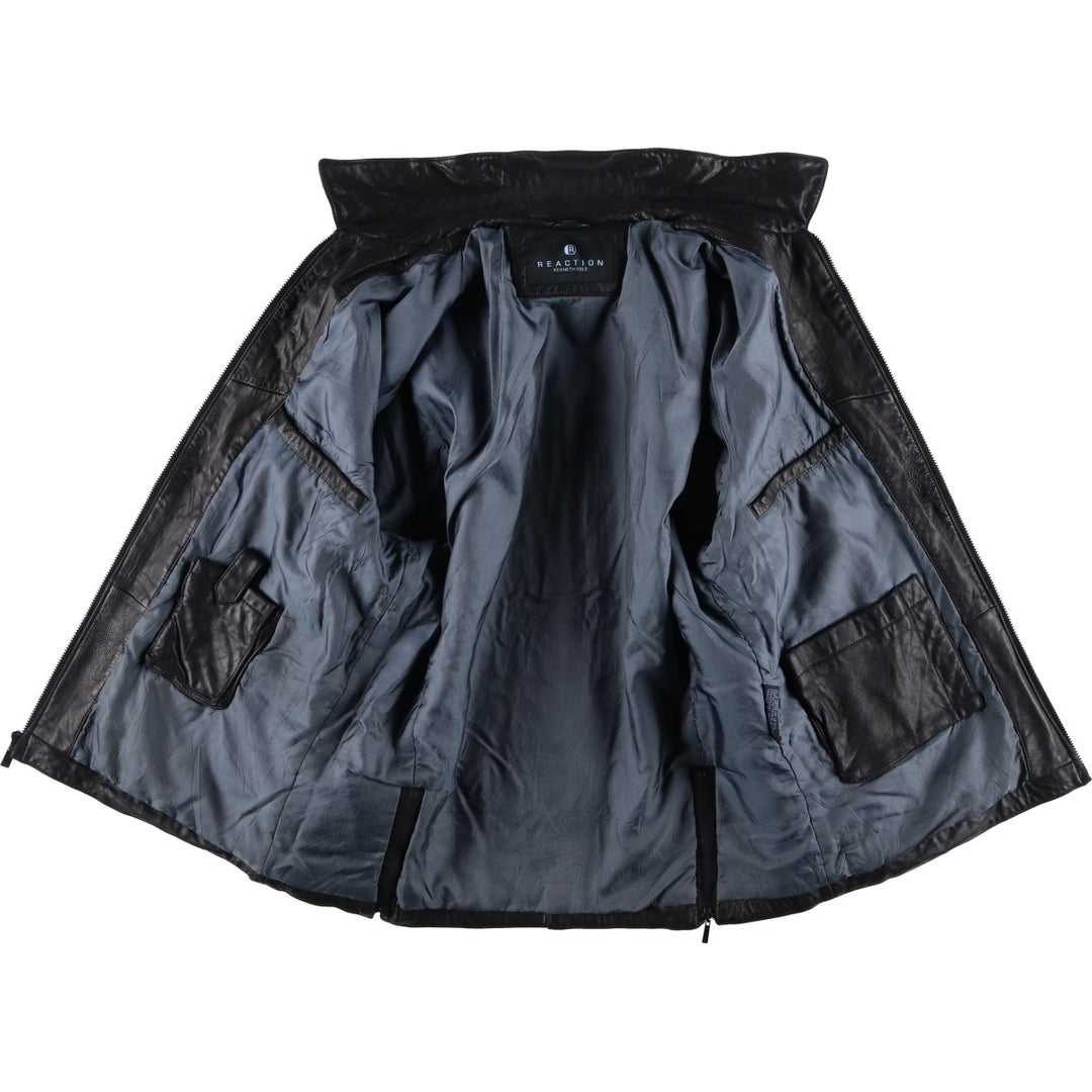 REACTION Swing Top Type Padded Leather Blouson, Men's Size L genuine leather black type Vintage Second Hand