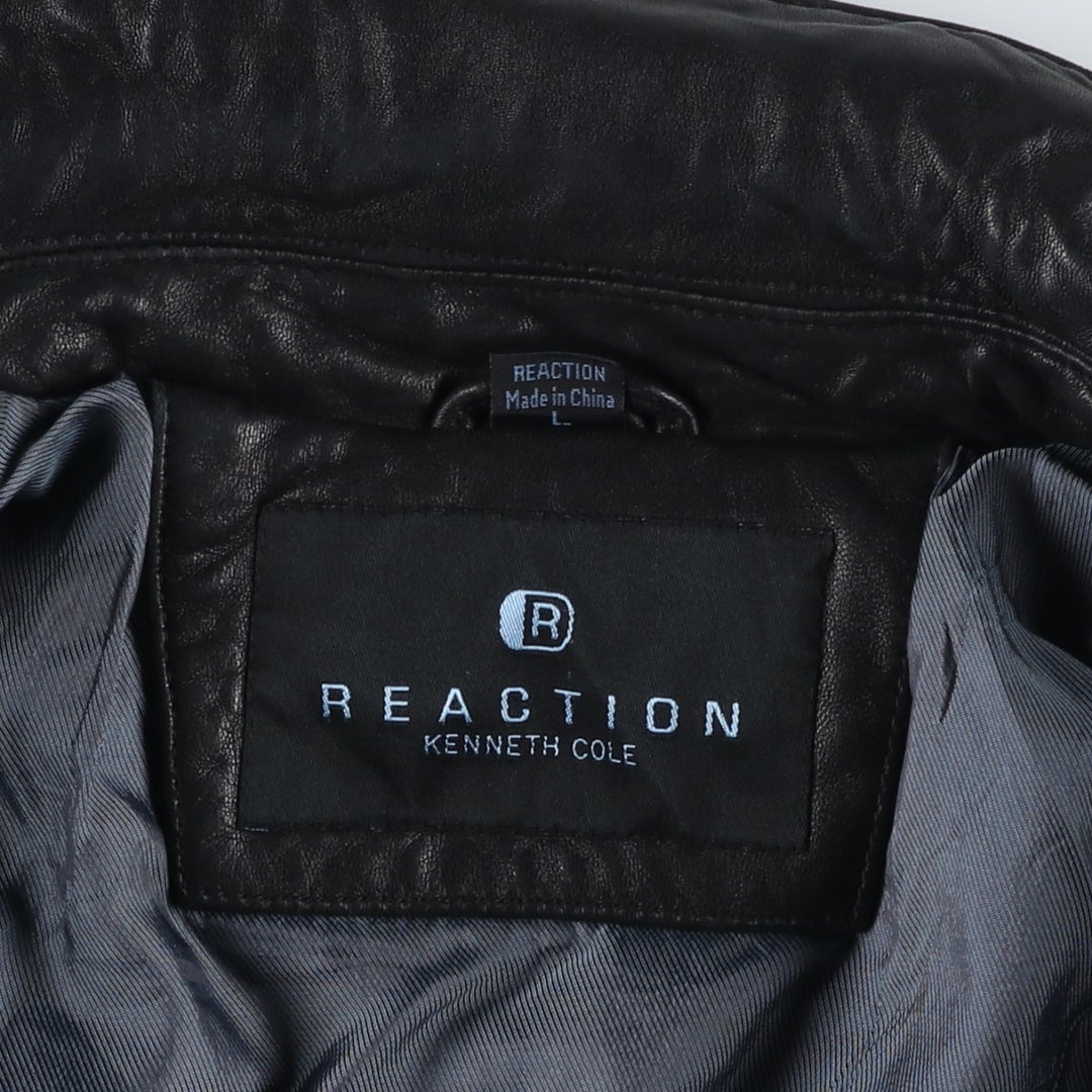 REACTION Swing Top Type Padded Leather Blouson, Men's Size L genuine leather black type Vintage Second Hand