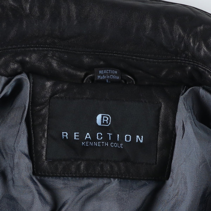 REACTION Swing Top Type Padded Leather Blouson, Men's Size L genuine leather black type Vintage Second Hand