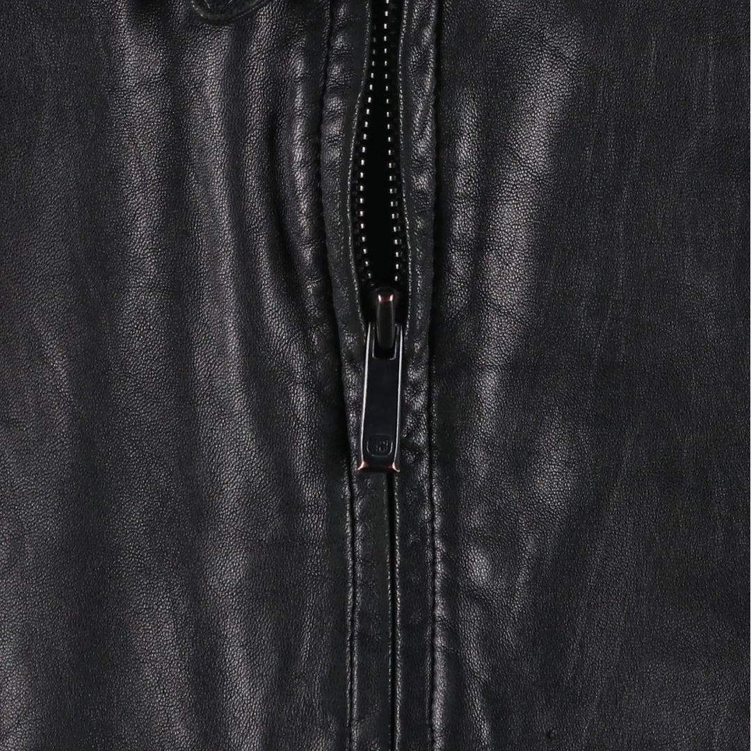 REACTION Swing Top Type Padded Leather Blouson, Men's Size L genuine leather black type Vintage Second Hand