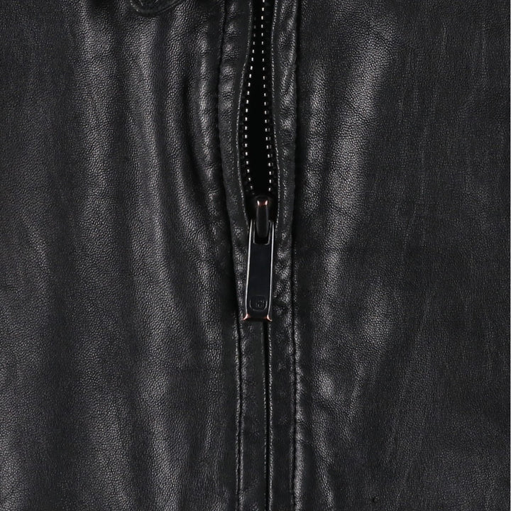 REACTION Swing Top Type Padded Leather Blouson, Men's Size L genuine leather black type Vintage Second Hand