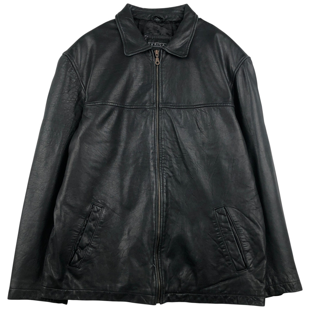 BARISAL Leather Jacket Men's Size L genuine leather black type Vintage Second Hand