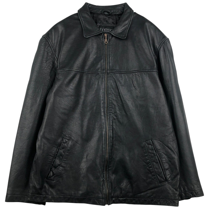 BARISAL Leather Jacket Men's Size L genuine leather black type Vintage Second Hand