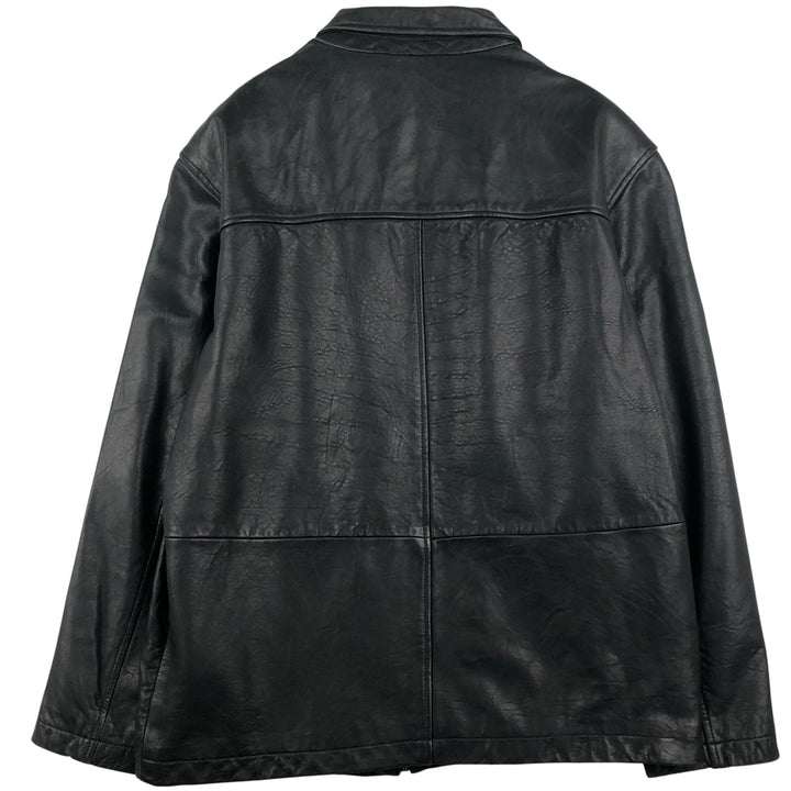 BARISAL Leather Jacket Men's Size L genuine leather black type Vintage Second Hand