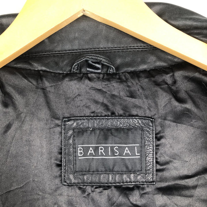 BARISAL Leather Jacket Men's Size L genuine leather black type Vintage Second Hand
