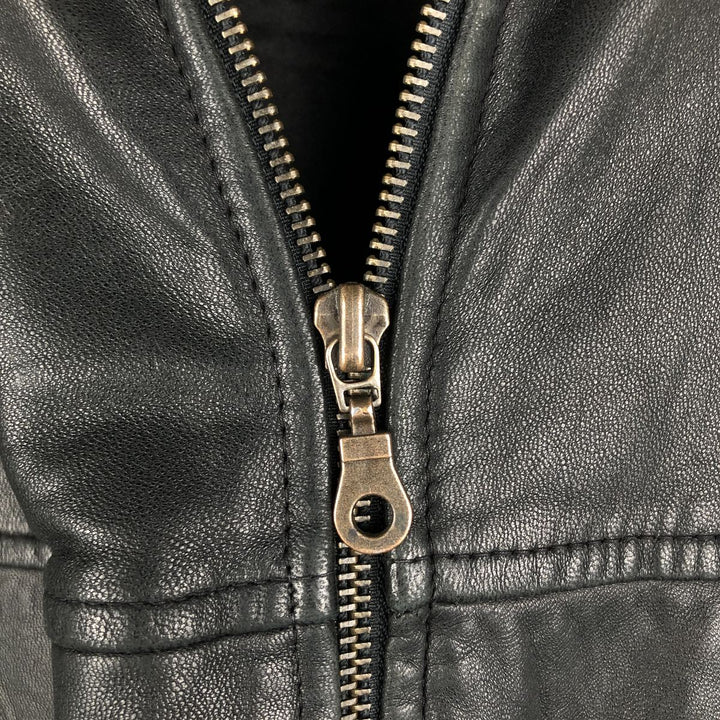 BARISAL Leather Jacket Men's Size L genuine leather black type Vintage Second Hand