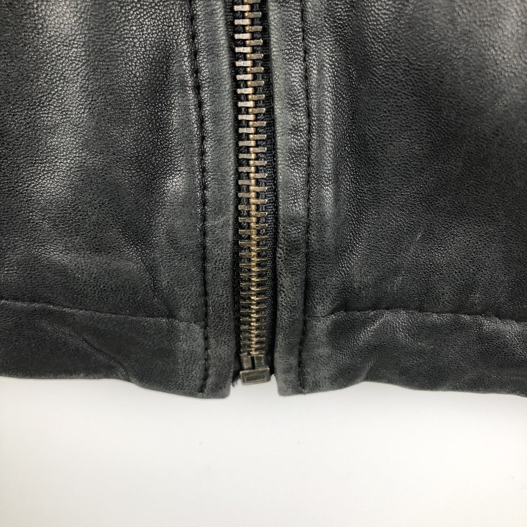 BARISAL Leather Jacket Men's Size L genuine leather black type Vintage Second Hand