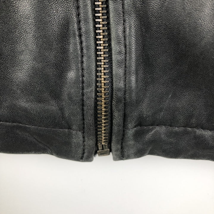 BARISAL Leather Jacket Men's Size L genuine leather black type Vintage Second Hand