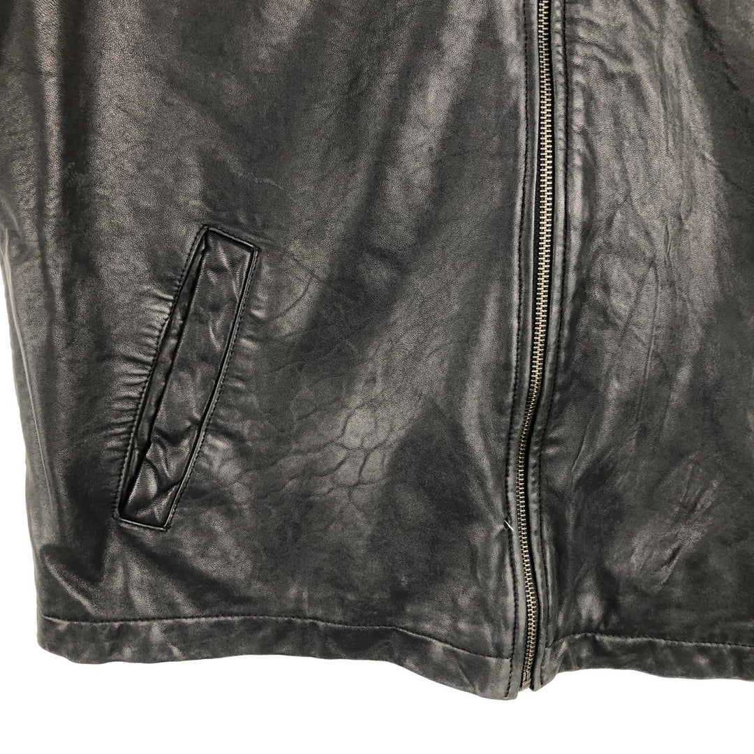 BARISAL Leather Jacket Men's Size L genuine leather black type Vintage Second Hand
