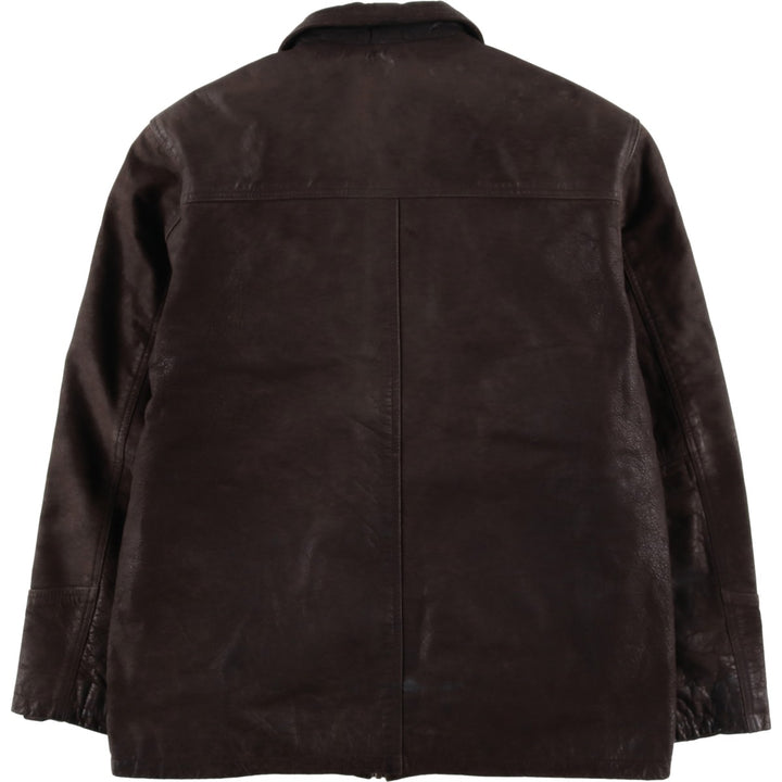 Ferganza padded leather jacket, men's size L genuine leather brown type Vintage Second Hand