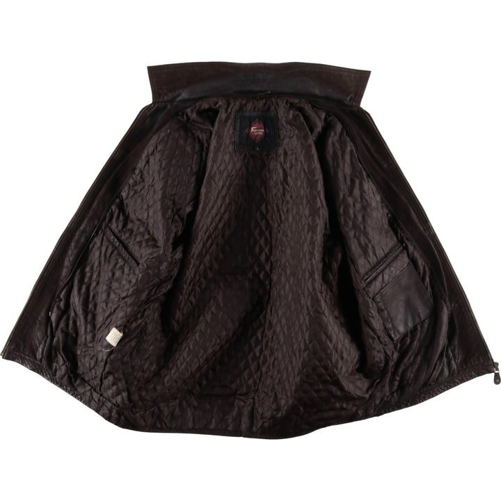 Ferganza padded leather jacket, men's size L genuine leather brown type Vintage Second Hand