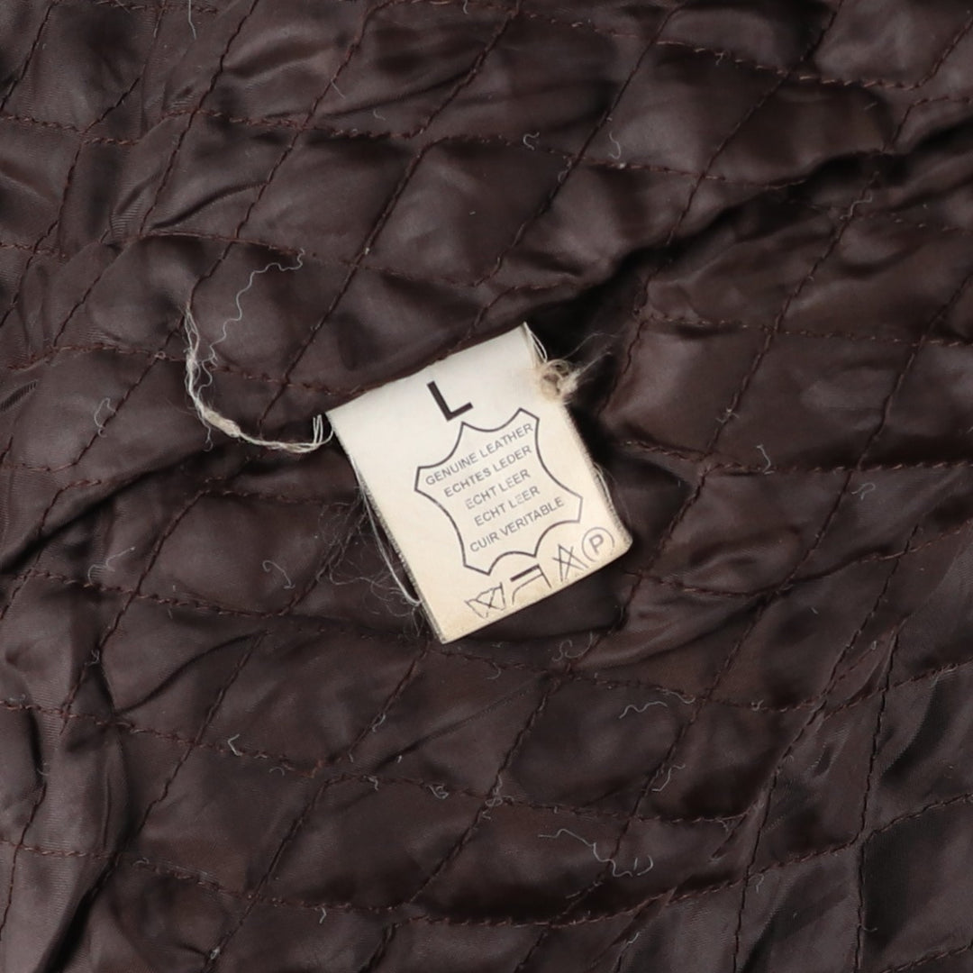 Ferganza padded leather jacket, men's size L genuine leather brown type Vintage Second Hand