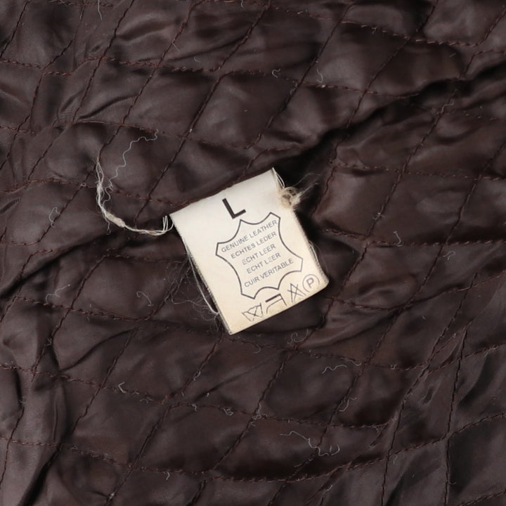 Ferganza padded leather jacket, men's size L genuine leather brown type Vintage Second Hand