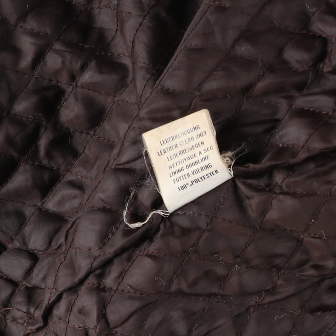 Ferganza padded leather jacket, men's size L genuine leather brown type Vintage Second Hand